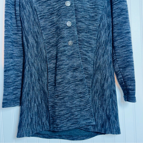 Kuhl Black Gray Knit Cardigan Sweater Tunic Jacket Hooded Button Wool Blend M - Picture 4 of 11